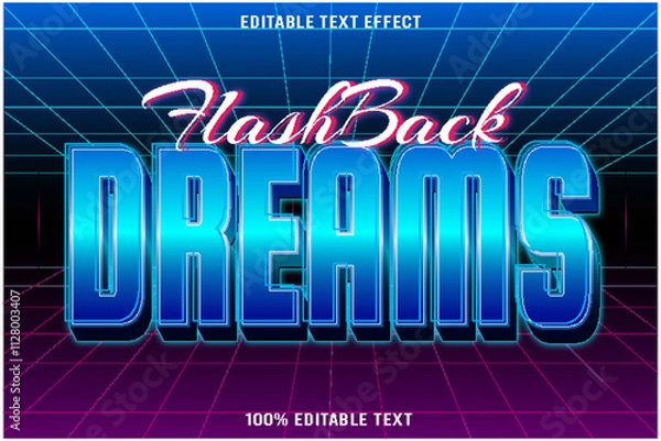 Obraz Flashback Dreams editable text effect 3d emboss neon style