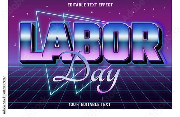 Obraz Labor Day editable text effect 3d emboss 80's style