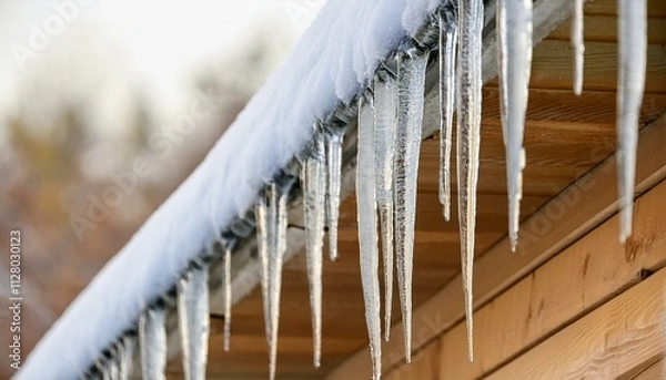 Obraz Icicles found under the eaves in the cold winter.