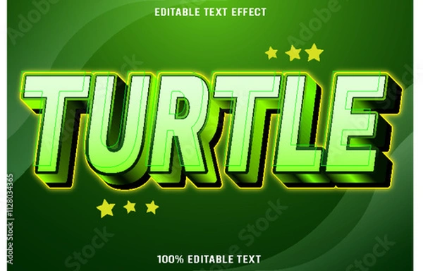 Fototapeta Turtle editable text effect 3d emboss modern style