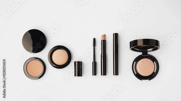 Fototapeta Mockup of cosmetics in an evocative soft brown tone on a white background