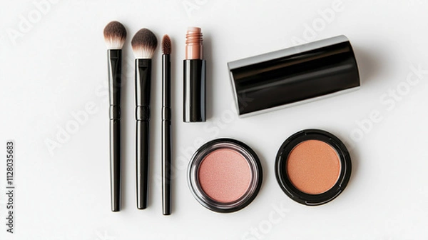 Fototapeta Mockup of cosmetics in an evocative soft brown tone on a white background
