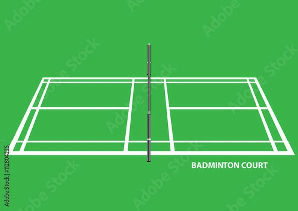Obraz Badminton Court Side View Vector Illustration