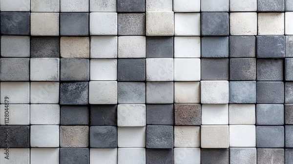 Fototapeta A modern white and gray square pattern background, offering a sleek and versatile design suitable for contemporary digital or print projects