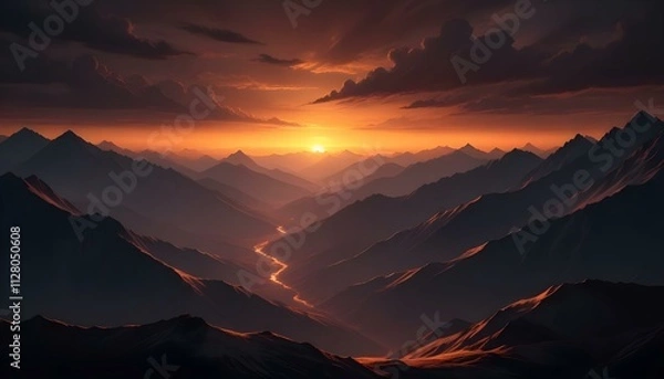 Fototapeta Mountain Background Mount Everest Sunset Sunrise Landscape Natural Beauty Peaks Hills Volcano View