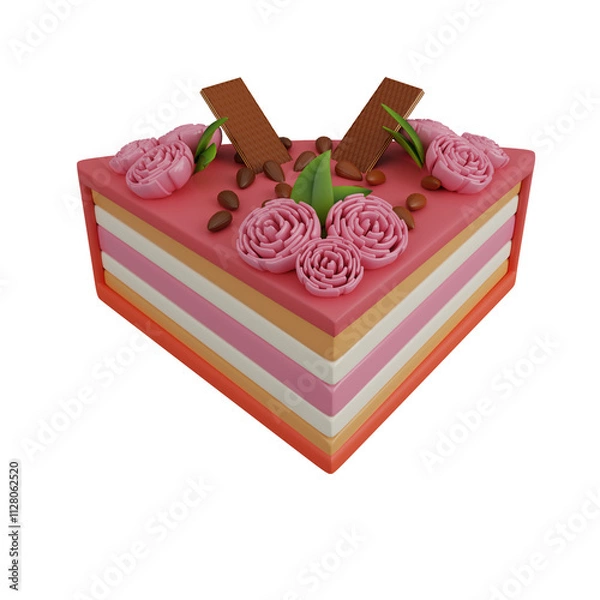 Obraz 3D icon cake valentine day rendered or cake happy birthday