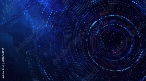 Fototapeta Abstract Blue Circular Data Stream Visualization