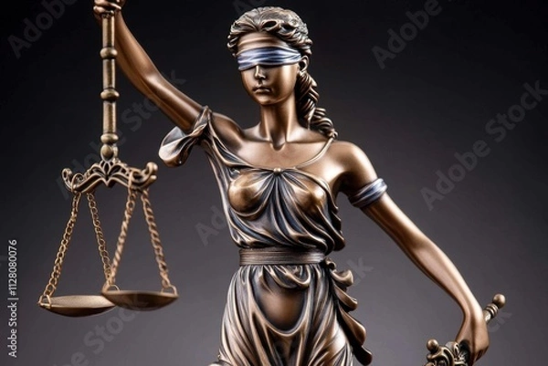 Fototapeta An artistic representation of justice through a statue.