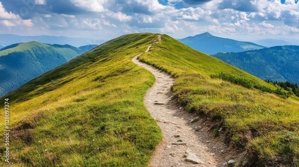 Obraz Hillside path to mountain peak.