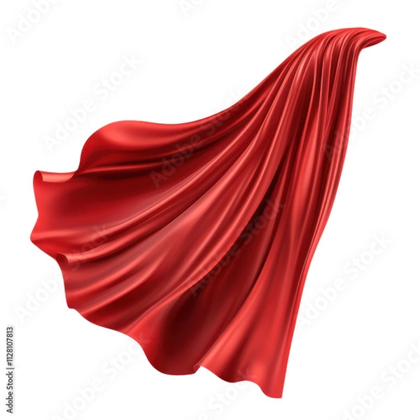 Obraz Red Cape Flowing in the Wind on Transparent Background