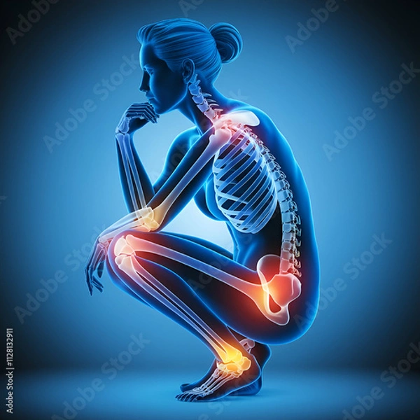 Obraz x-ray  of joint bones anatomy of young woman's body