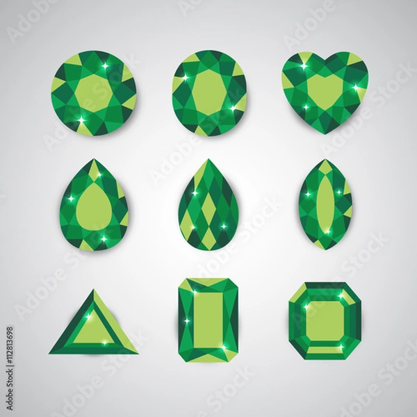 Obraz Green Diamonds and Ruby Vector Icons