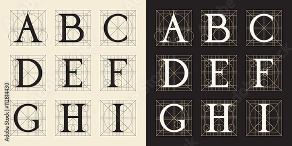 Obraz Designing Initials, vintage style. Letters A - I