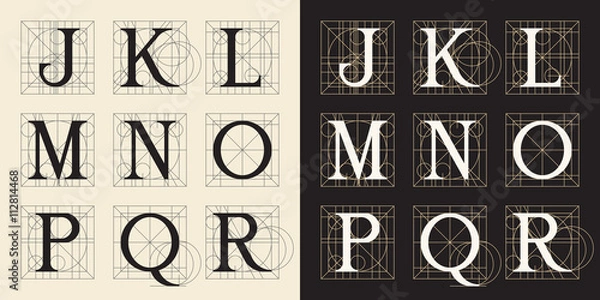 Obraz Designing Initials, vintage style. Letters J - R