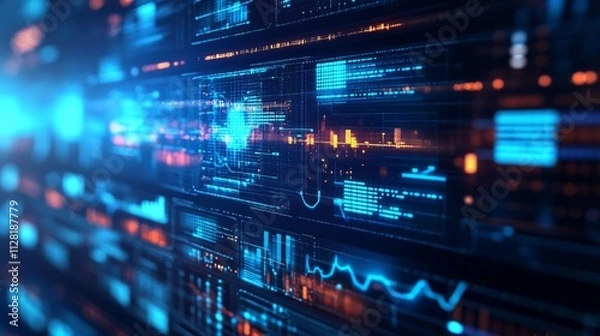 Fototapeta Abstract Digital Data Stream Visualization Showing Complex Information
