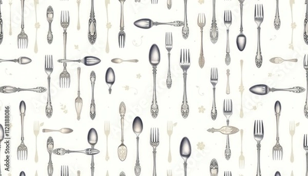 Fototapeta fork and spoon set or pattern fork and spoon.