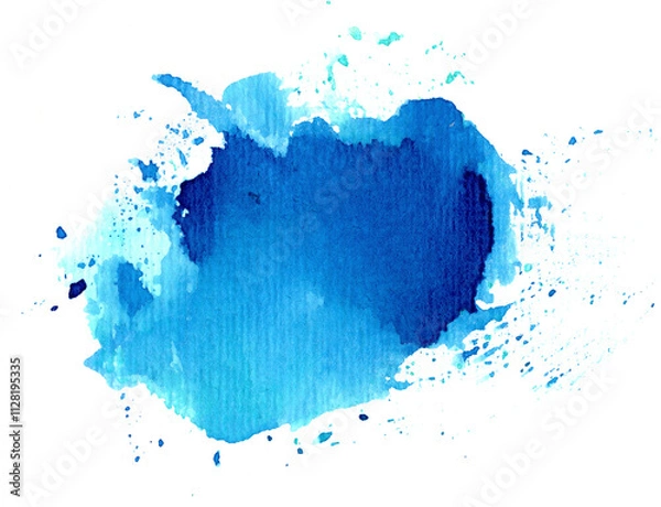 Obraz blauer Farbklecks, Aquarell