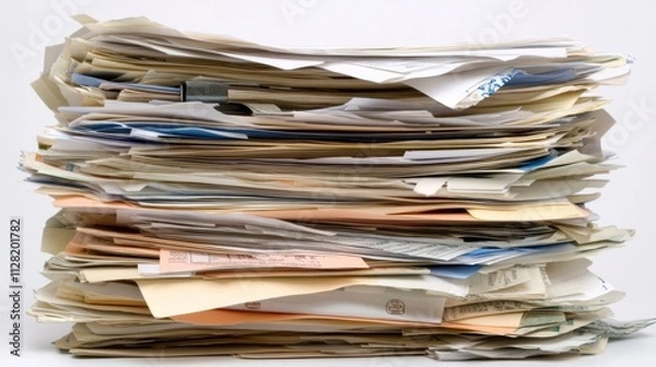 Obraz A Large Stack Of Unorganized Paper Documents
