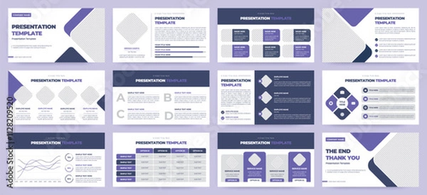 Fototapeta Modern presentation slide templates. Infographic elements template set for web, print, annual report brochure, business flyer leaflet marketing and advertising template. Vector Illustration.
