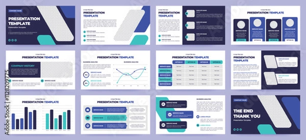 Fototapeta Modern presentation slide templates. Infographic elements template set for web, print, annual report brochure, business flyer leaflet marketing and advertising template. Vector Illustration.