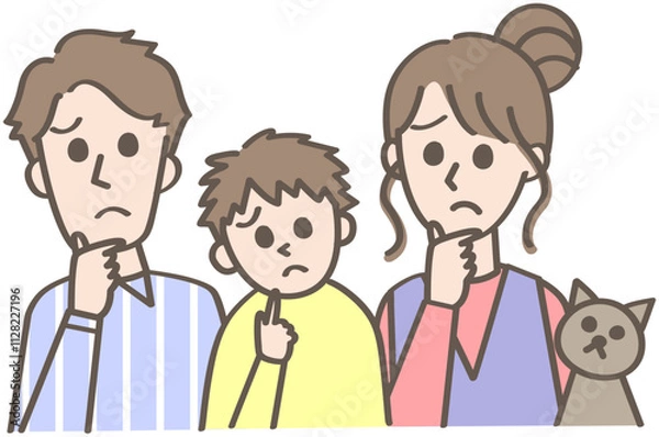 Fototapeta 困り顔の家族