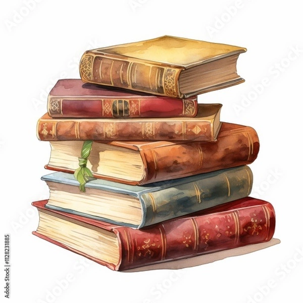 Obraz A stack of vintage books with varied colors and textures, showcasing the beauty of literature and the art of reading.