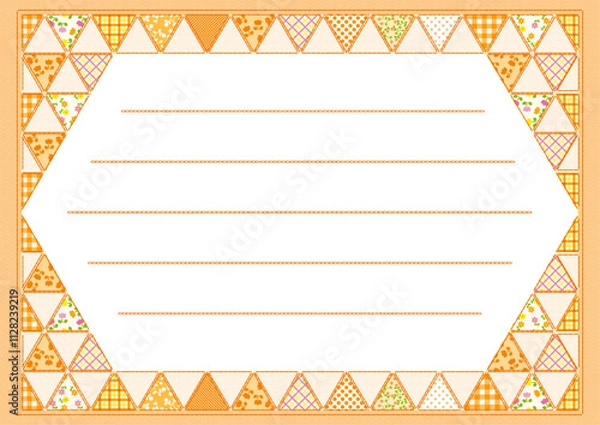 Obraz 三角パッチワークフレーム_オレンジ系