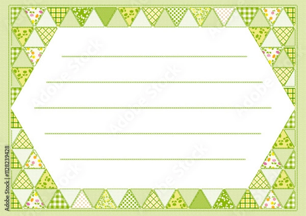 Obraz 三角パッチワークフレーム_グリーン系