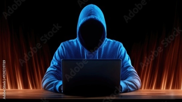 Fototapeta Cybersecurity awareness hacker simulation in digital workspace dark environment conceptual viewpoint for online safety