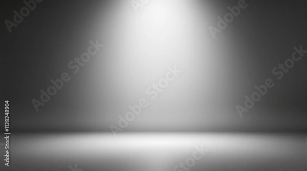 Fototapeta Spotlight illuminating a gray abstract empty room background with smooth gradient.