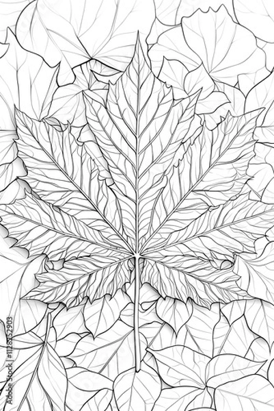 Fototapeta Nature-Inspired Leaf Mandala - Coloring Page for Adults