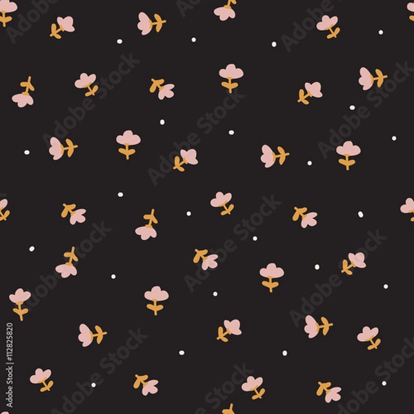 Obraz Delicate pattern in a small flower. Black background.