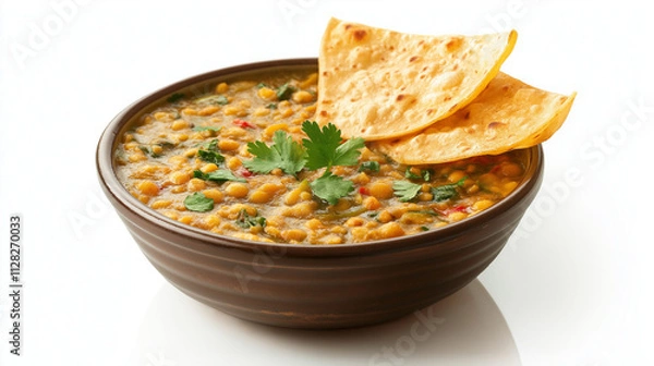 Obraz Delicious Indian Dal Tadka Recipe with Flatbread Garnish. Generative Ai.
