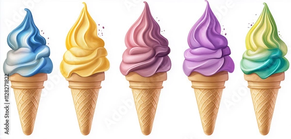 Fototapeta isolated mixed colorful soft ice cream with sprinkles