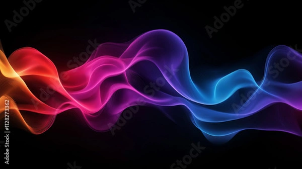 Fototapeta Abstract Colorful Neon Wave Lines, Dynamic Flowing Energy. Generative Ai.