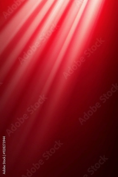 Fototapeta Red gradient background, with soft rays of sunlight shining from the upper left corner to form a gentle beam of white light on one side of the red gradient.