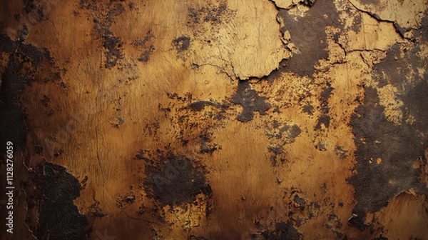 Fototapeta Aged Brown Wooden Texture, Grunge, Rustic, Cracked, Peeling Paint, Decayed Surface. Generative Ai.