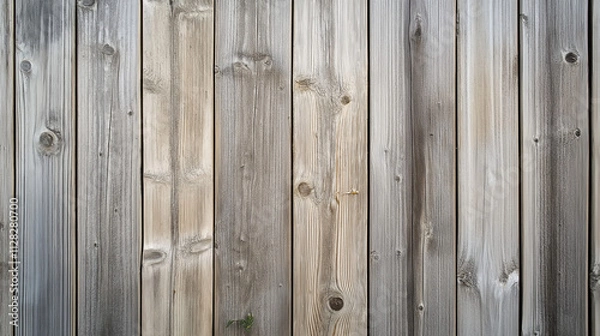 Fototapeta Weathered Grey Wooden Planks, Rustic Fence, Natural Texture, Vertical Grain, Outdoor Background. Generative Ai.