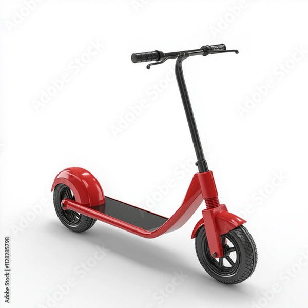 Obraz Sleek Red Kick Scooter Modern Design, Two Wheels, Ride. Generative Ai.
