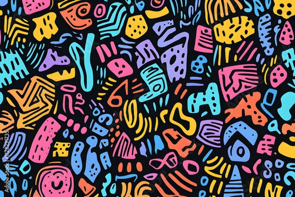Obraz Brightly Colored Geometric Patterns And Shapes In A Modern Abstract Design For Digital Artwork. Generative AI