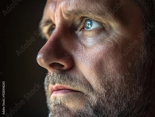 Obraz close-up portrait of a thoughtful man with intense gaze
