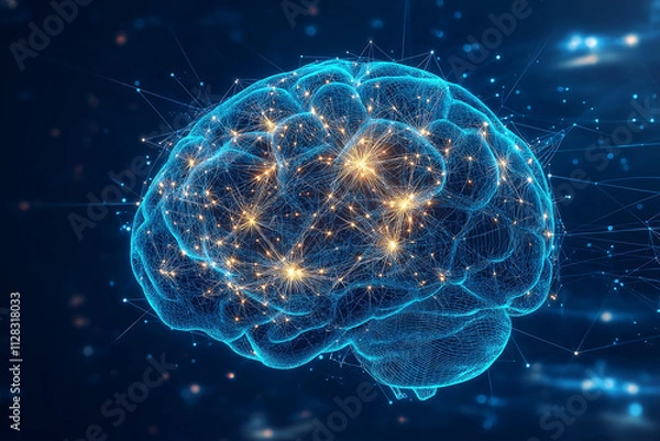 Fototapeta human brain 3d render illustration, generative ai