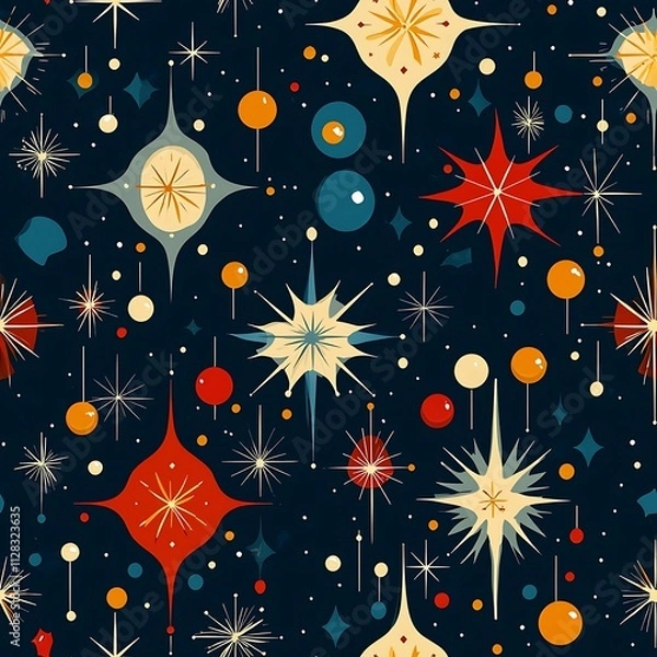 Fototapeta Retro Space Age Seamless Pattern Design