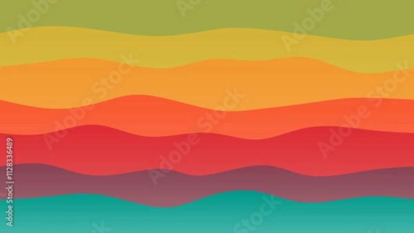 Obraz Red, green and blue coloured wave patterned background with a flowing design