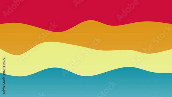 Fototapeta Red, green and blue coloured wave patterned background with a flowing design