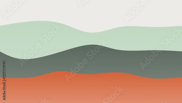 Obraz Red, green and skin coloured wave patterned background with a flowing design