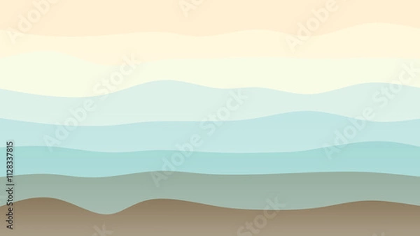 Obraz Skin blue and brown coloured wave patterned background with a flowing design
