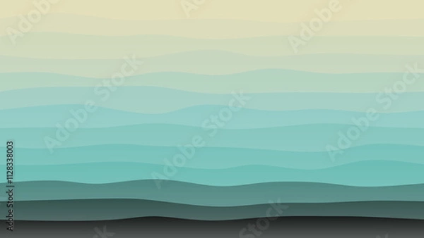 Fototapeta Sky blue and cream coloured wave patterned background with a flowing design