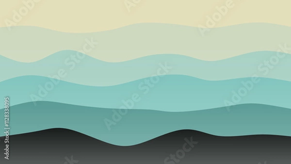 Obraz Sky blue and cream coloured wave patterned background with a flowing design