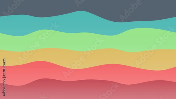 Fototapeta Vine, green and blue coloured wave patterned background with a flowing design